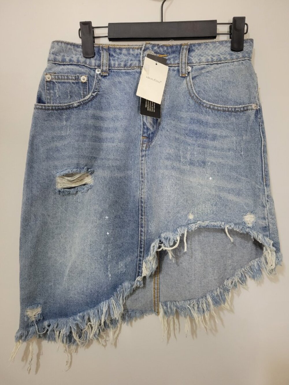 NWT Idem Ditto Distressed Asymmetrical Denim Skirt